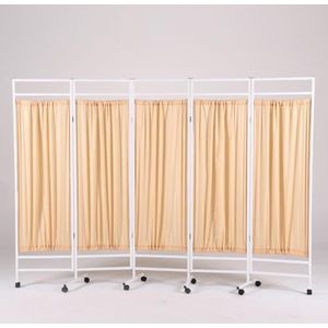 Medische kamerverdeler met opvouwbare panelen, mobiel medisch privacyscherm, waterdicht nylonweefsel, kamerverdeler met vergrendelbare wielen, geschikt, 189 cm hoog(Yellow,5-panel)
