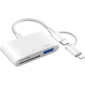 Loydia SD-kaartlezer USB C SD Card Reader, 3-in-1 Lightning kaartlezer camera kaartlezer adapter, plug & play, SD-kaartadapter voor iPhone fotografie geheugenkaartadapter voor iPhone15/13/11/X