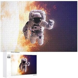Astronaut Alleen in de Ruimte Grappige Jigsaw Puzzel Houten Foto Puzzel Gepersonaliseerde Aangepaste Gift Voor Mannen Vrouwen 300/500/1000 Stuk