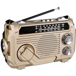 Lbvzxkad FM AM SW Radio Solar Opladen Noodradio's Ontvanger Hand Crank Bluetooth 5.2 Ondersteuning TF USB Goud