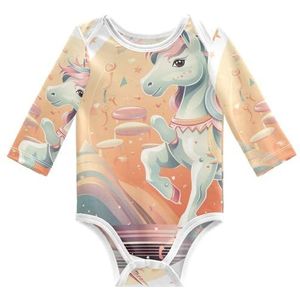 KAAVIYO Ruimte Leuke Cartoon Eenhoorn Baby Lange Mouwen Uniseks Nieuwe Katoenen Bodysuit voor Kinderen 3-24 Maanden Zomer, Patroon, 3 Maanden