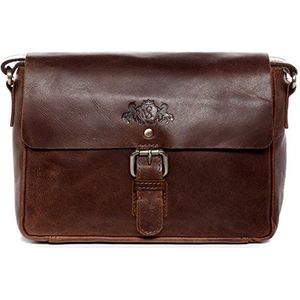 SID & VAIN YALE Messenger bag van premium leer, kleine schoudertas, voor heren en dames, laptop niet in de hand, bruin handgemaakt, bruin-cognac, Small