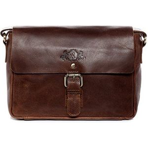 SID & VAIN Messenger Bag Yale van premium leer, kleine schoudertas voor heren en dames, schoudertas bruin handgemaakt, bruin-cognac, Small