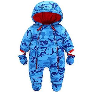 JiAmy Sneeuwpak voor kinderen, met handschoenen en schoenen, winterrompers met capuchon, warme kledingset, 3-24 maanden, a, 6-9 Maanden