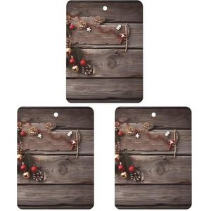 Auto luchtverfrissers 3 stuks hangende geurkaarten kerst oude houten plank auto aromatherapie tabletten grappige geur opknoping plak achteruitkijkspiegel hanger voor auto interieur decor slaapkamer
