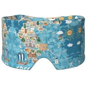 Griekenland Kaart Print Slaap Oog Oor Masker Zachte en Comfortabele Oogblinder Blinddoek Schaduw Voor Mannen Vrouwen