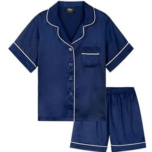 CityComfort - Zomerpyjama - Donkerblauw - 2-delige set - Korte Pyjama voor Meisjes van 7 tot 16 Jaar