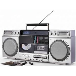 EUROtops DAB+ boombox ""Retro 1980er"" – cassettedeck, CD, Bluetooth, USB, microSD, radio, opnamefunctie
