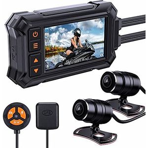 Dashcam For Motorfietsen, Dubbele 1080p-lens, 3,0-inch Scherm, 150 ° Groothoek, WiFi, GPS, Lusopname, G-sensor, Bedrade Bediening, Max. 128 GB