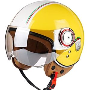 Volwassenen Motor Open Helm, Cool Girl Style Retro Halve Helm DOT Goedgekeurde 3/4 Zonnebrandcrème Motorhelmen voor Scooter Mannen en Vrouwen Cruiser Bromfiets Half Shell Helm Decoration