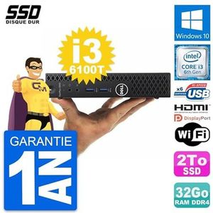 Dell Mini PC OptiPlex 3050 Micro i3-6100T RAM 32GB SSD 2TB HDMI Windows 10 WiFi (Refurbis)