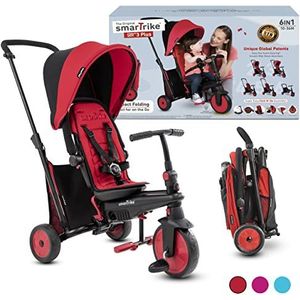 Smartrike - STR3 5021533, meerdere stappen, 6-in-1, opvouwbare driewieler voor kinderen, met certificering voor kinderwagen, voor 1,2,3 jaar, rood