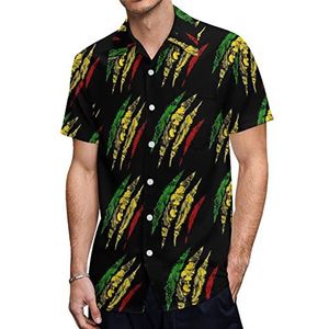 Leeuw Rasta Reggae Jamaica Roots Hawaiiaanse shirts voor heren, korte mouwen, casual overhemd met knopen, vakantie, strandshirts, 4XL
