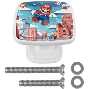 JYPLUSH voor Mario ABS glazen vierkante ladetrekkers met schroeven (4 stuks) - 1,3 x 1,0 in/3,3 x 2,5 cm - moderne hardware voor kasten, dressoirs en meer