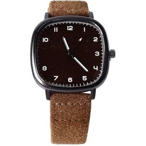 Quartz horloge, Quadraat vormig horloge voor mannen, Fashion slanke minimalistische chronograaf horloge nauwkeurige tijd Retro Quartz horloge met PU lederen band