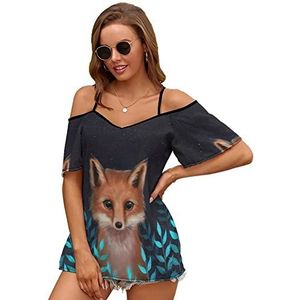 Leuke vos vrouwen blouse koude schouder korte mouw jurk tops t-shirts casual t-shirt S