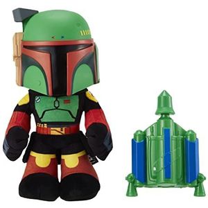 Star Wars Boba Fett Pluchen Spraakcloner, 30 cm hoge figuur met stemvervormer en zachte luchtdrukraketlanceerder, cadeau voor kinderen vanaf 3 jaar, HHW55