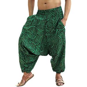 Sarjana Handicrafts Indiase etnische mannen vrouwen katoenen harem hippie broek met zakken voor yoga, Groen, One Size