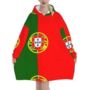 Oversized Portugese Vlag Hoodies Vrouwen Uk Pluizige Deken Hoodie Sherpa Vrouwen Fleece Draagbare Deken Mannen