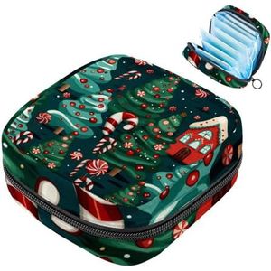 MUOOUM Kerst Snoep Riet Patroon Maandverband Opbergtas Draagbare Menstruatie Tas Voor Vrouwen Tiener Meisjes Menstruatie Cup Pouch Nursing Pad Houder