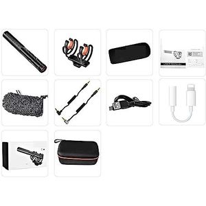 Geluidskaartkit, CVM-VM20 professionele supercardioïde microfoon met schokbevestiging, cameramicrofoon for video-opname(With iPhone Cable)