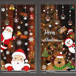 Kerst Raam Klampt Venster Muurstickers Leuke Kerstman Rendier Statische PVC Stickers voor Kerstmis Home/Winkel/Party Raamdecoraties