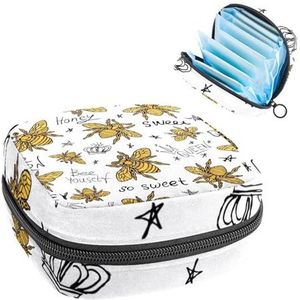 Opbergtas voor maandverband, menstruatiecup zakje, menstruatiezakorganizer voor vrouwelijke pads, tampons, gouden honingbijen