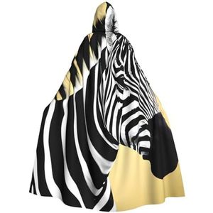 AvImYa Unisex Hooded Halloween Kerstfeest Cosplay Kostuums Gewaad Mantel Cape Vakantie Goederen Zwart Wit Zebra Prints