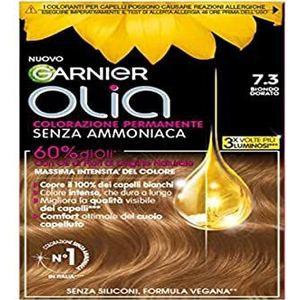 Garnier Olia haarverf, permanente haarkleur, zonder ammoniak, natuurlijke oorsprong, veganistische formule, goudblond