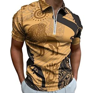 Afrikaanse Stam Zwarte Vrouw Half Zip-up Polo Shirts Voor Mannen Slim Fit Korte Mouw T-shirt Sneldrogende Golf Tops Tees L