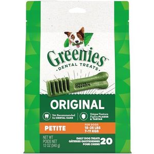 Greenies Original Petite Size 20 count 12 oz Dental Chew Treats for Dogs