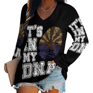 It Is in My DNA Dames V-hals Shirt Lange Mouwen Tops Casual Loose Fit Blouses