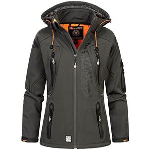 Geographical Norway Outdoorjack voor dames, softshell, afneembare capuchon, donkergrijs/oranje, M