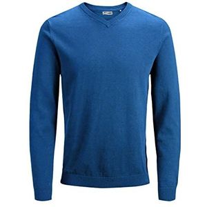 JACK & JONES gebreide herentrui met V-hals, blauw (Classic Blue), L