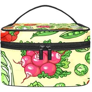 Plantaardige wortel tomaat make-up tas voor vrouwen meisjes cosmetische tassen met handvat reizen make-up organizer tas, Plantaardige worteltomaat, 8.9x5.9x5.4 Inches, Make-up zakje