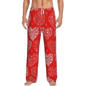 Liefde. Lange loungewear voor heren, nachtkleding, pyjamabroek, nachtkleding met zakken en trekkoord, Wit, S