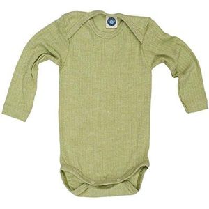 Cosilana, Babybody met lange mouwen, 45% katoen, 35% kbT-wol, 20% zijde, groen gemeleerd, 50-56