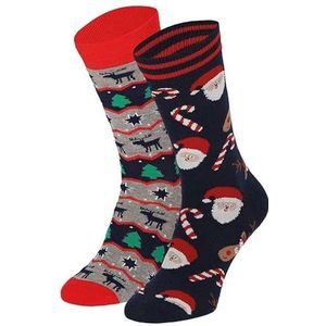 Morethansocks - Kerstsokken heren in kerstbal - 4-Paar - Grijs/Blauw - Maat 41/46 - Sokken kerstmis - Kerstsokken heren - Kerstsokken decoratie - Kerstsokken mannen - Kerstsokken maat 40-46