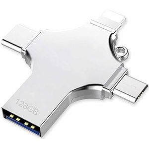 USB 3.0 Flash Drive 128 GB 4-in-1 USB C Stick Thumb Drive Memory Stick High Speed USB Drive Draagbare Foto Stick Externe Opslag Drive Compatibel met Computers Smartphone Laptop PC