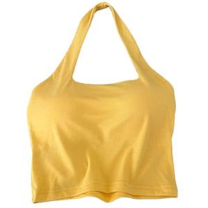 Hemdje met halternek voor dames en ingebouwde bh's crop top dames cami mouwloze T-shirts, Geel, one size