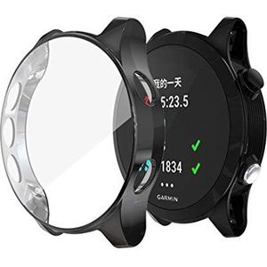 Horloge beschermer LLD for Garmin Forerunner 935 TPU Galomoplated Watch Case Mobiele telefoon getemperde glazen schermbeschermer (Color : Black)