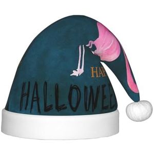 OdDdot Halloween Flamingo Heks Hoed Print Pluche Kerstman Hoeden, Kerst Kerstman Hoed, Xmas Hoed voor Kinderen Jaar Kinderen Kerstfeest Gunsten