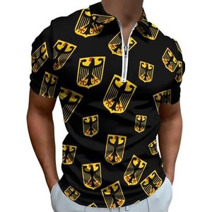 Duitsland Nationaal Embleem Half Zip Up Polo Shirts Voor Mannen Slim Fit Korte Mouw T-shirt Sneldrogende Golf Tops Tees L