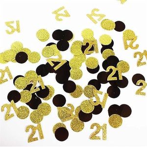 Feestdecoraties 300st zwart goud papier confetti cirkel stippen glitter feesttafel confetti voor bruiloft babyborrel verjaardagsfeestje tafeldecoratie (kleur: 21 goud)