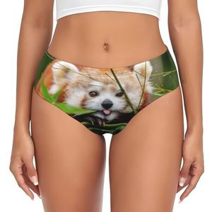 yagDAA Little Red Panda Print Womens Ondergoed Zachte Elastische Bikini Slips Knickers Dames Hipster Slipje Onderbroek, Zwart, L