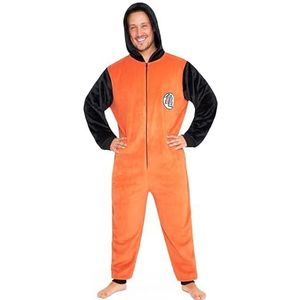 Dragon Ball Z Pyjama uit één stuk voor mannen met capuchon - anime-cadeaus voor hem, Oranje/Zwart, M