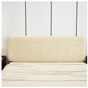 VONCYKI 1 stuk spatwaterdicht hoofdbordhoes met golfpatroon hoofdbordhoes, gebreide elastische jacquard nachtkastje hoes voor bed in slaapkamer (beige, 120 cm)