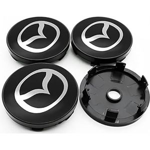 4 stuks auto wielnaafdoppen voor Mazda 2 3 5 6 CX 5 CX 7 CX 9 MX 5 ATENZA 56mm auto wieldoppen wieldoppen vervangende wieldoppen stickers B zwart