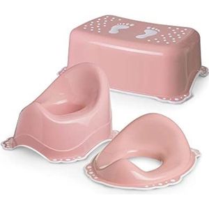 DOCARI 3in1-potje roze vanaf 1 jaar - inclusief potje + krukje + hoes voor toiletbril