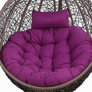 eistoel kussen Vervanging van buitenkussen for hangende schommel, alleen dikker rond hangend hangmatstoelkussen, wasbare stoelkussens(Color:Dark Purple)
